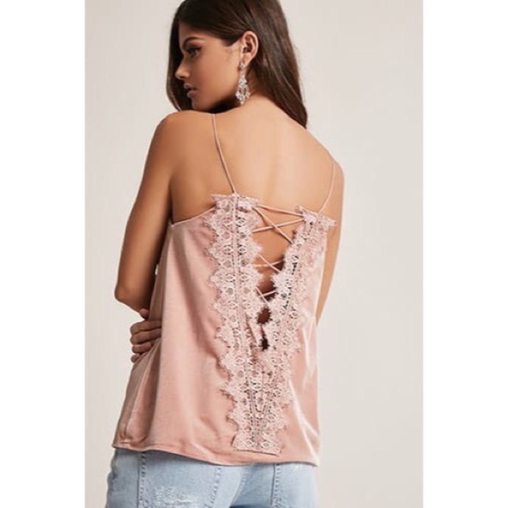 Do + Be Velvet Lace Up Cami